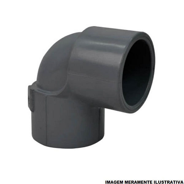 Joelho PVC 90G Soldável 2" SCH80 Cinza Industrial