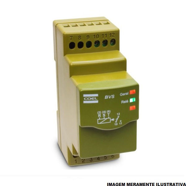 Relé Falta de Fase Relé Falta de Fase BVS1-P 220/380/440VCA 1 Contato Reversível (NAF) 50/60 Hz com Sequência de Fase sem Neutro .