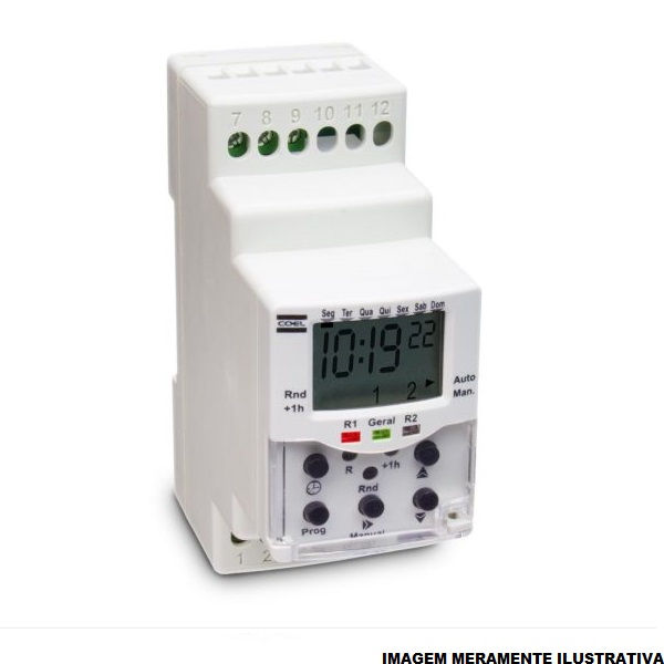 Relé Programador Relé Programador Horário BWT40 16A 100-240VCA 1 Saída Horas/Dias/Semanas Fixação Trilho DIN 40 Programações com Saída Relé