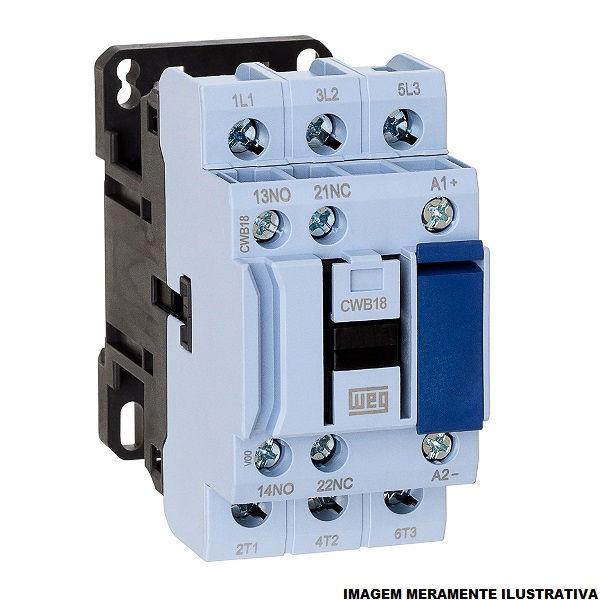 Contator Principal Tripolar 18A 1NA+1NF 110VCA 50/60 Hz CWB18 Conexão para Parafuso