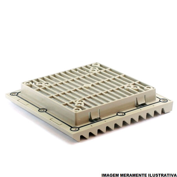 Conjunto Ventilação PVC com Grelha e Filtro 255x255 mm Veneziana