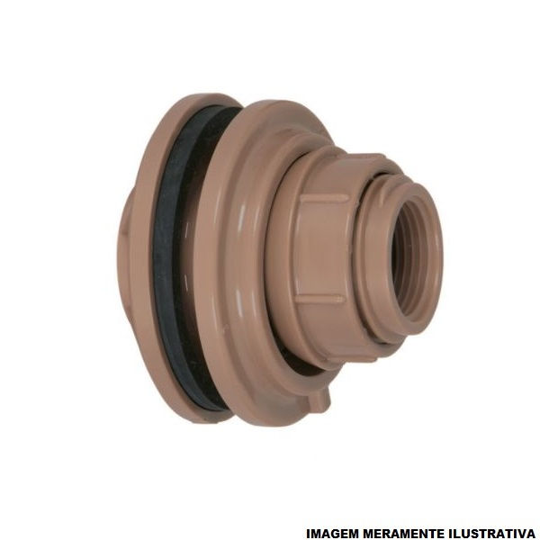 Adaptador PVC Soldável com Flange para Caixa D'água Auto-ajustável 25 mmX3/4" Classe 15 Marrom Água Fria