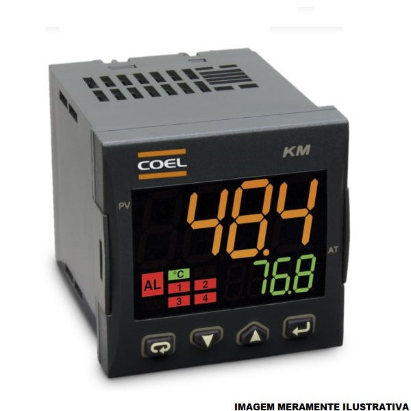 Controlador Temperatura Digital J,K,R,S,T,PT100,PT1000,MV,MA,V 0A 50G 100-240VCA/CC 48x48 mm com 3 Saídas Relé Display LED