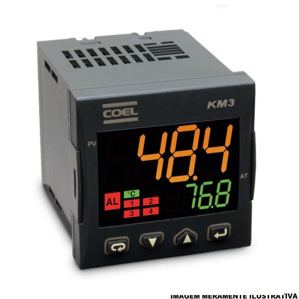 Controlador Temperatura Digital J,K,R,S,T,PT100,PT1000,MV,MA,V 4-20 MA 0A 50G 100-240VCA/CC 48x48 mm com 1 Saída SSR e 2 Saídas Relé Display LED com Função 4 RAMPAS/4 Patamares