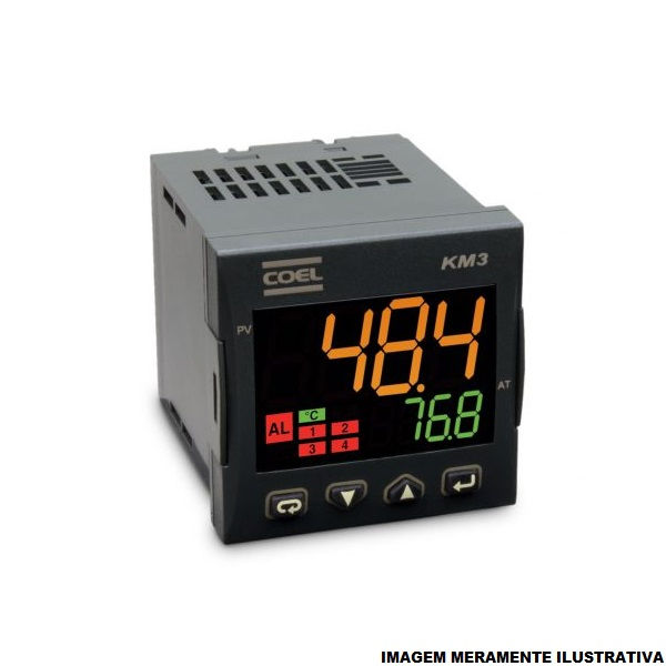 Controlador Temperatura Digital J,K,R,S,T,PT100,PT1000,MV,MA,V 4-20 MA 0A 50G 100-240VCA/CC 48x48 mm com 2 Saídas Relé e 1 Analógica com Display LED com Função 4 RAMPAS/4 Patamares