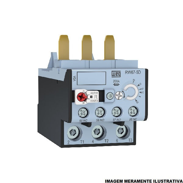 Relé Sobrecarga Relé Sobrecarga Tripolar RW67-5D 40,00-57,00A 1NA+1NF para CWB40A CWB80 Conexão para Parafuso