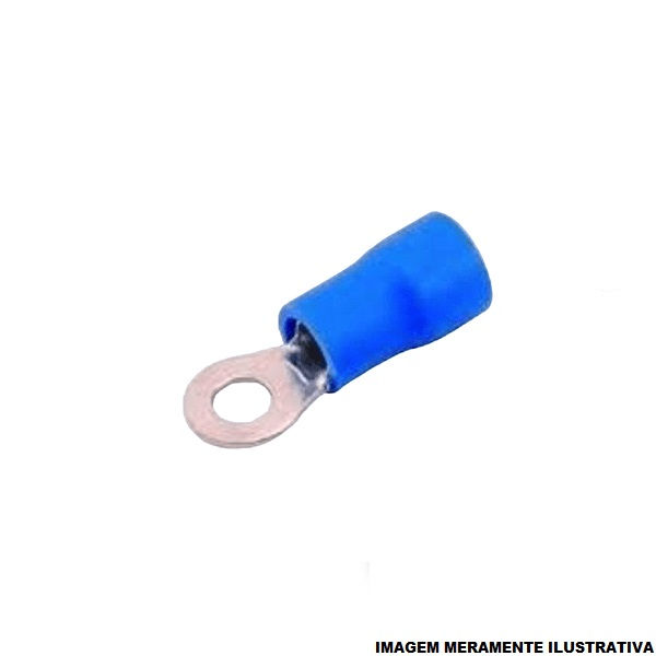Terminal Cobre Estanhado a Compressão Anel Pre-Isolado 1,50-2,50 mm² com 1 Furo M8 Azul
