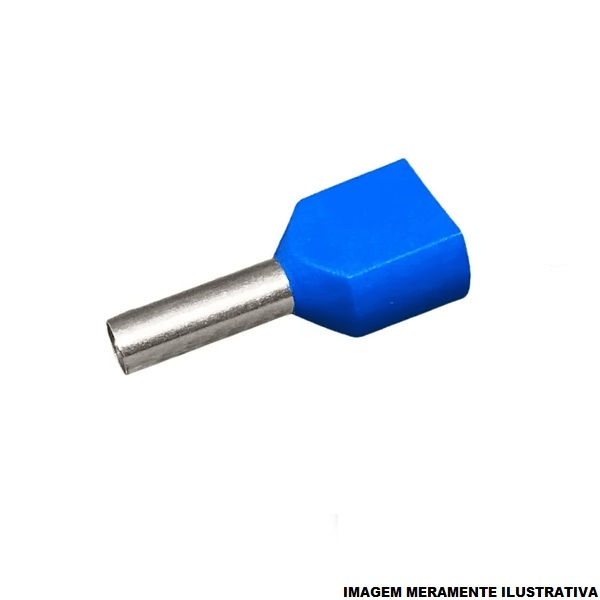 Terminal Cobre Estanhado a Compressão Pino Tubular Duplo Pre-Isolado 2,50 mm² Azul