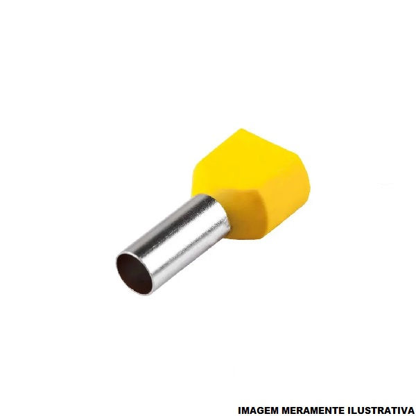 Terminal Cobre Estanhado a Compressão Pino Tubular Duplo Pre-Isolado 6,00 mm² Amarelo