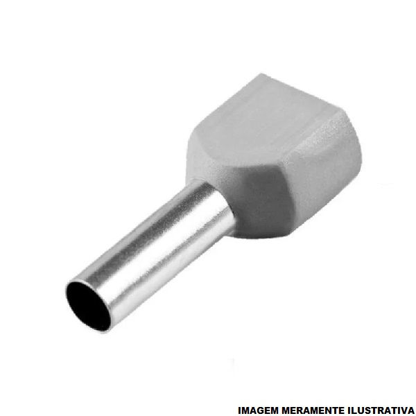 Terminal Cobre Estanhado a Compressão Pino Tubular Duplo Pre-Isolado 4,00 mm² Cinza