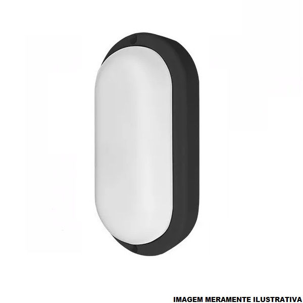 Tartaruga Led Oval 1x24W Policarbonato sem Grade 3000K 1440 lm Preta Bivolt IP65 Phare