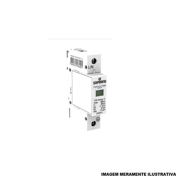 Dispositivo DPS Unipolar 25 KA/120 KA 380VCA Proteção Contra Surto DIN Classe I e II