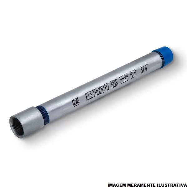 Eletroduto Pesado Galvanizado a Fogo Parede 2,65 mm 1.1/4"X3 M com Rosca BSP NBR 5598 com Luva