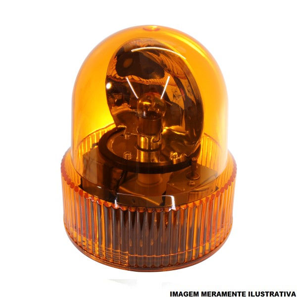 Sinalizador LED Rotativo Lente Lisa Laranja 12VCC/CA 100 mm