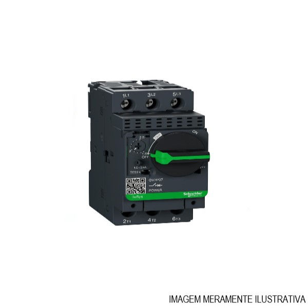 Disjuntor Motor Tripolar GV2P 1,60-2,50A Classe 10 Acionamento Rotativo DIN Conexão para Parafuso