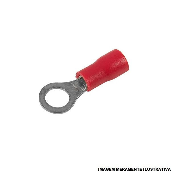 Terminal Cobre Estanhado a Compressão Anel Pre-Isolado 10,00 mm² com 1 Furo M8 Vermelho