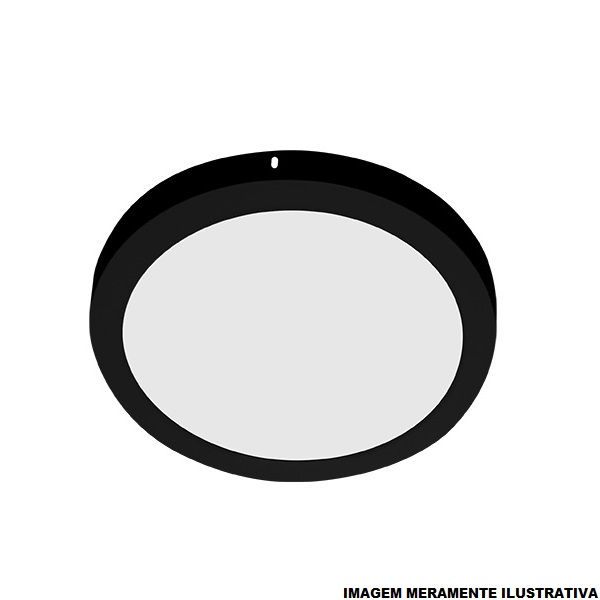 Painel Led Sobrepor 18W PVC Preto Redondo 210x210x27 mm 1260 lm 3000K Bivolt LYS 20.000H