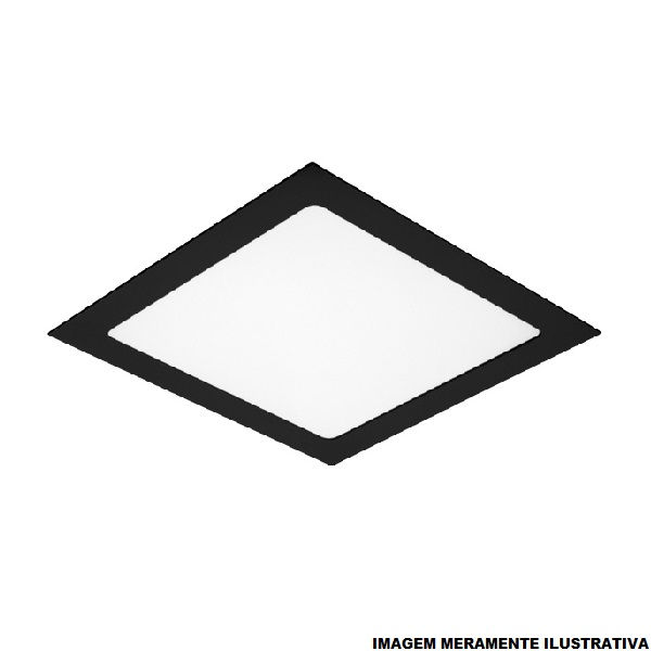 Painel Led Embutir 24W PVC Preto Quadrado 295x295x25 mm 1680 lm 4000K Bivolt LYS 20.000H