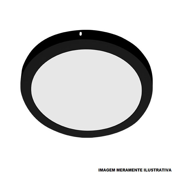 Painel Led Sobrepor 24W PVC Preto Redondo 285x285x28 mm 1680 lm 3000K Bivolt LYS 20.000H
