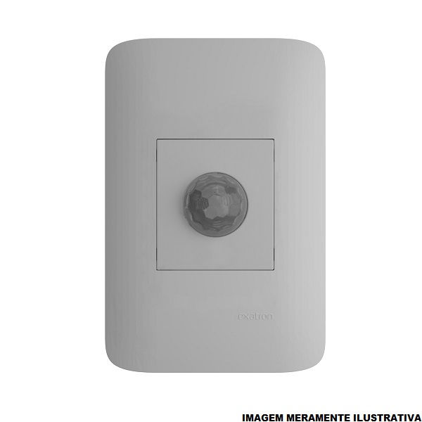 Sensor Presença Parede Embutir para Caixa 4x2 110G Bivolt Preto Fosco Alcance 10 M com Controle DIP