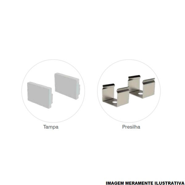 Kit Acessório para Perfil LED Vertex 20 Branco com 2 Tampas e 2 Presilhas