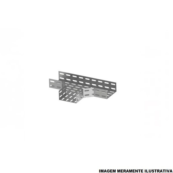 Te Perfurado Horizontal 90G Galvanizado Eletrolítico para Eletrocalha 200x50 mm com Pintura Ext Preta