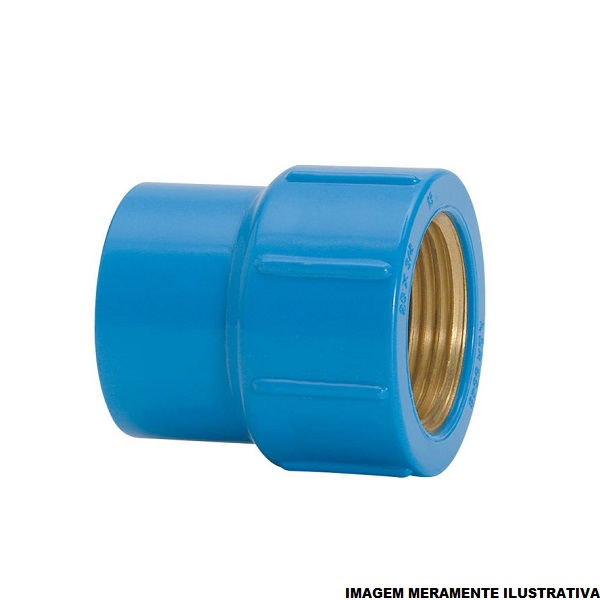 Luva PVC Bolsa e Rosca com Inserto Metálico 20 mmX1/2" Classe 15 Azul Água Fria