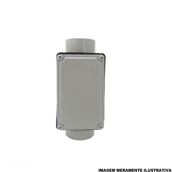 Condulete Alumínio Tipo e 3" com Rosca BSP com Tampa Cega com Vedação Cinza com Parafuso INOX