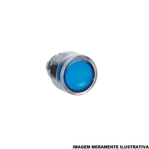 Cabeçote Cabeçote Metálico para Botão 22 mm Iluminado Azul