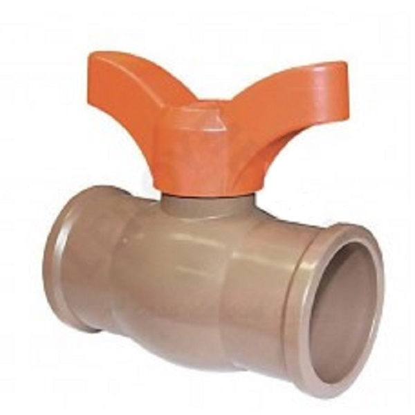 Registro PVC Esfera Borboleta Soldável 25 mm Classe 15 Marrom Água Fria Monobloco