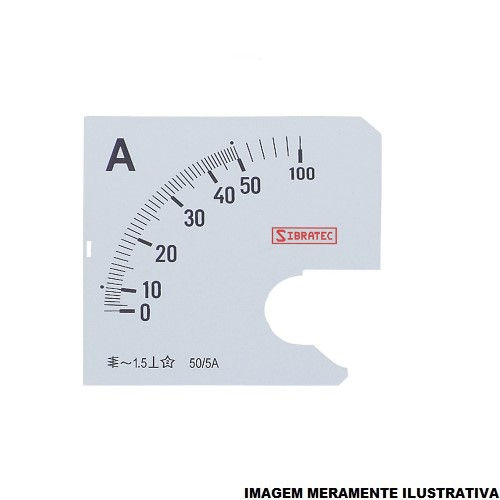 Escala Para Amperímetro Intercambiável 50A 72x72 mm