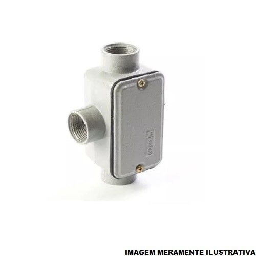 Condulete Alumínio Tipo T 3" com Rosca BSP e Vedação Externa com Tampa Cega com Vedação Cinza