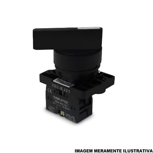 Chave Seletora 2 Posições Fixas 90G 10A 400VCA 22 mm com Manopla Longa 1NA Preta