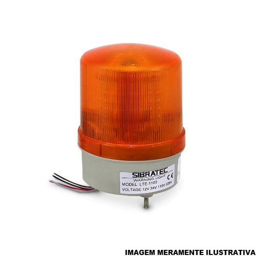 Sinalizador PVC LED Rotativo Lente Lisa Amarelo 12V-220VCA/CC Fixação Parafuso 100.000H IP44