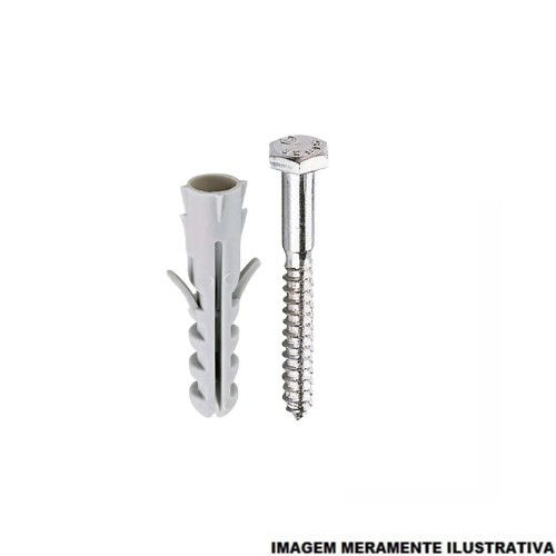 Parafuso Rosca Soberba Cabeça Sextavada INOX 1/4"X75 mm com Bucha NYLON S10