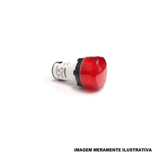 Sinaleiro Led PVC Monobloco Lente Lisa com LED 22 mm 110VCA/CC Vermelho