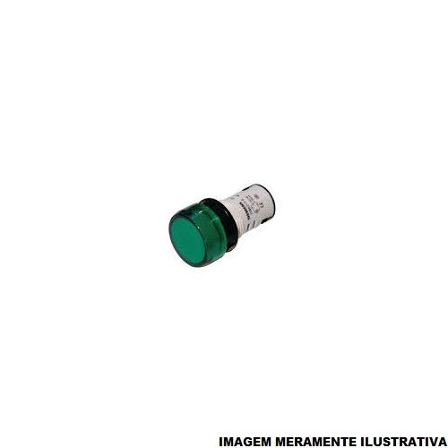 Sinaleiro Led PVC Monobloco Lente Lisa com LED 22 mm 110VCA/CC Verde