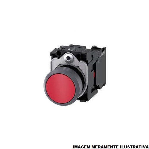 Botão Botão Pulsador PVC Faceado 22,00 mm Vermelho Aro Cromado com Elemento 1NA Opaco