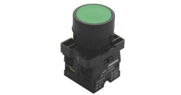 Cabeçote PVC para Botão Pulsador 22 mm Aro Preto Faceado Verde Opaco sem Elemento Contato