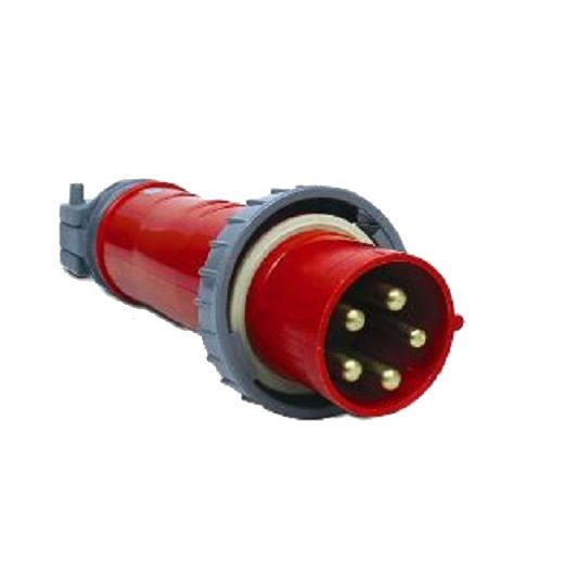 Plugue Industrial 3P+T+N 16A 380/440VCA Vermelho 6H PVC Shock Tite IP67