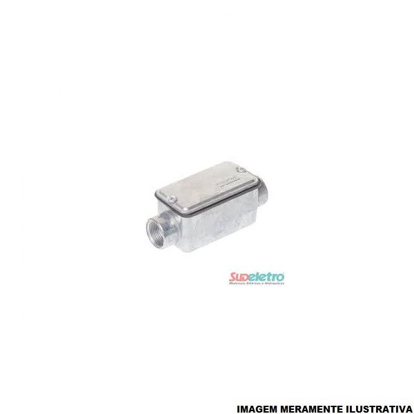 Condulete Alumínio Tipo C 3/4" com Rosca BSP com Tampa Cega com Vedação sem Pintura