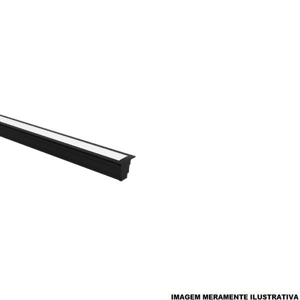 Perfil Embutir Vertex 25 Alumínio Preto 17x25x2000 mm para Fita LED