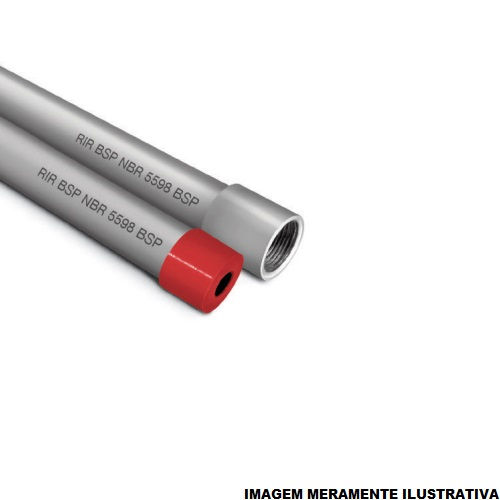 Eletroduto Pesado Galvanizado a Fogo Parede 2,65 mm 1"X1 M com Rosca BSP NBR 5598 com Luva