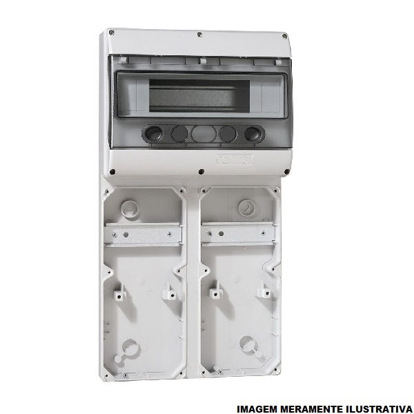 Quadro de Distribuição Quadro de Distribuição Termoplástico P17 12 Disjuntores DIN 16A Cinza Unidade COMBINADA+2x280 Mm-Fundo