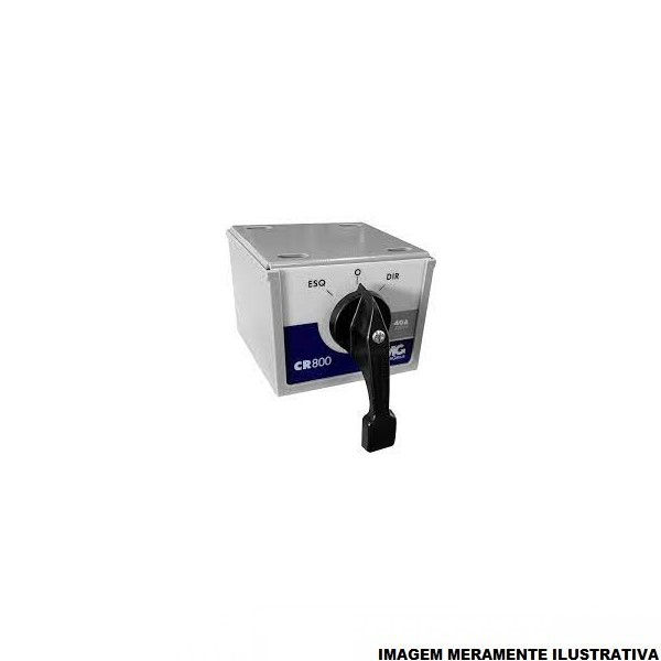 Chave Reversora Rotativa Sobrepor Metálica 40A Tripolar com Manopla Longa 3 Posições