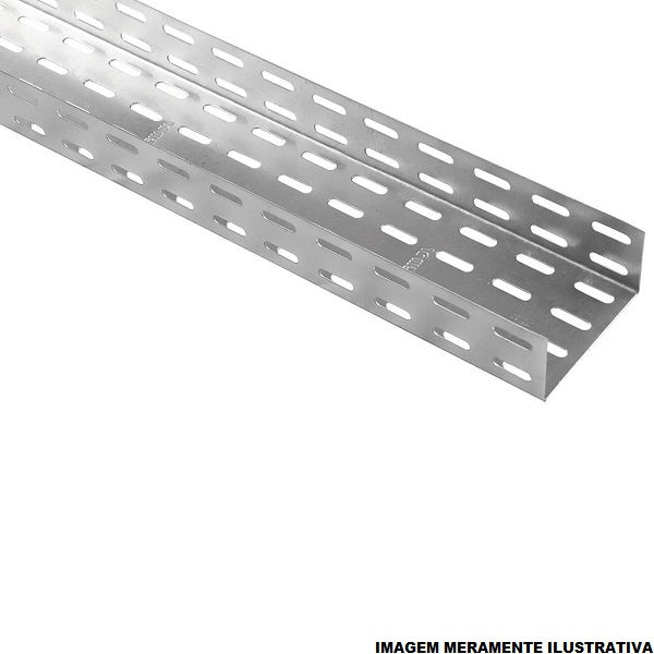 Eletrocalha Perfurada Galvanizada Eletrolítica 200x100x3000 mm sem Tampa com Virola Chapa 18