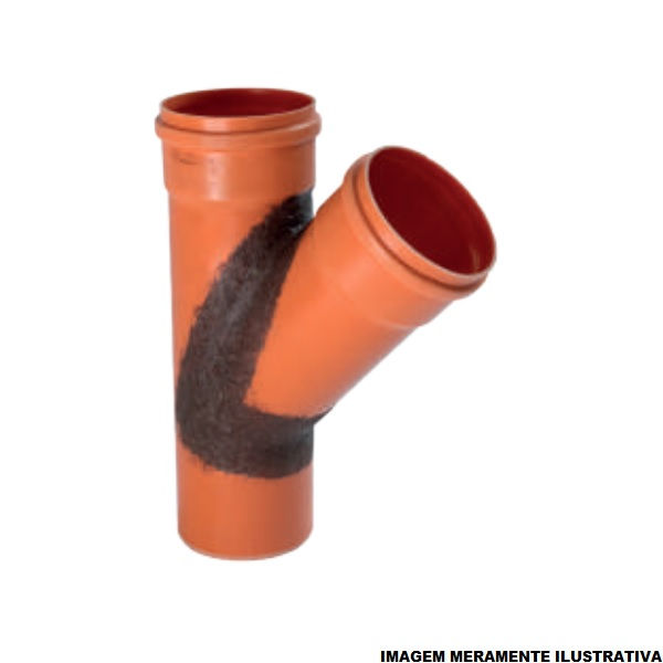 Junção PVC com Bolsas e Ponta 200 mm Coletora Laranja Esgoto/Água Pluvial