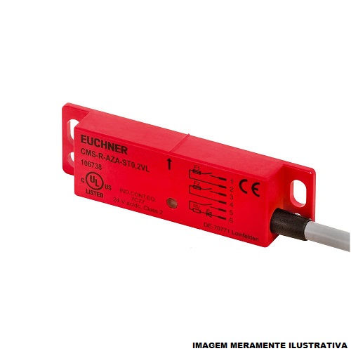 Sensor Magnético de Proximidade CMS Retangular 24VCA/VCC 3NA de Segurança com Cabo 5 M IP67