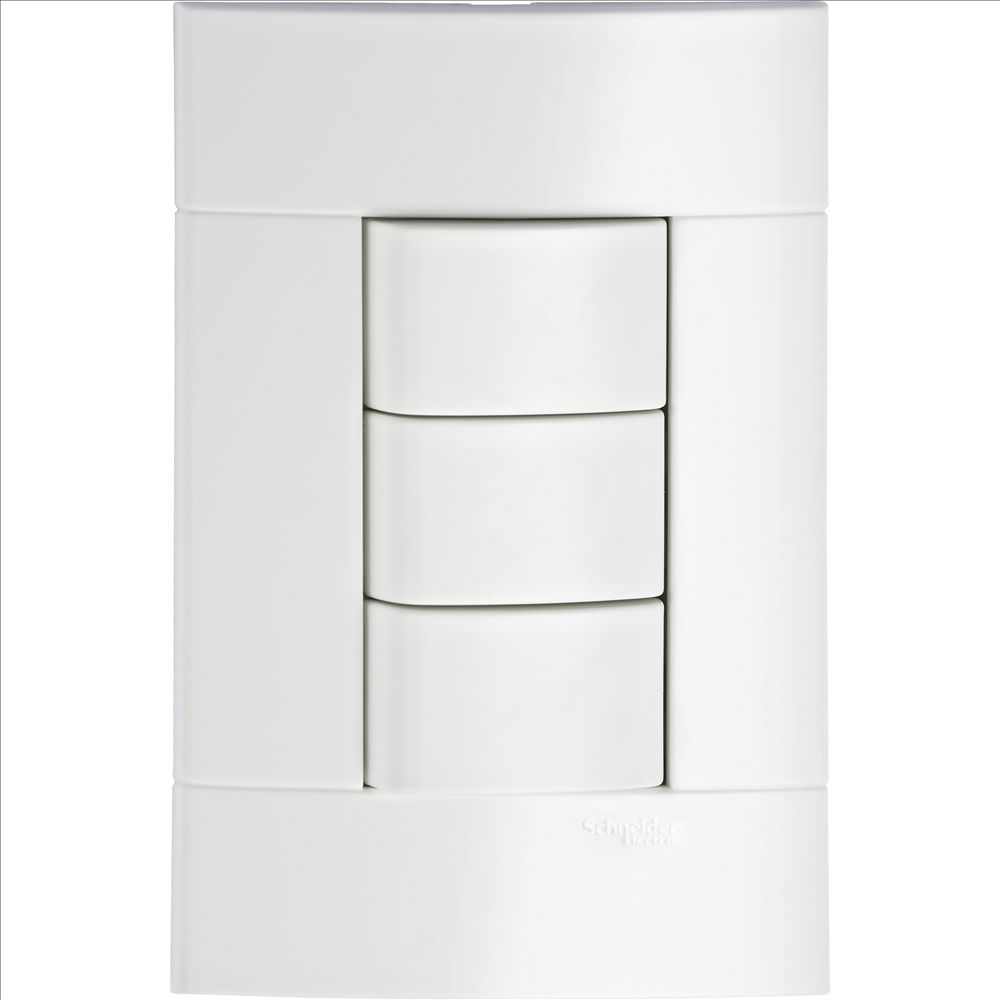 Interruptor Embutir 3 Teclas Paralelas Horizontal 10A/250VCA 4x2 Branco Lunare com Placa