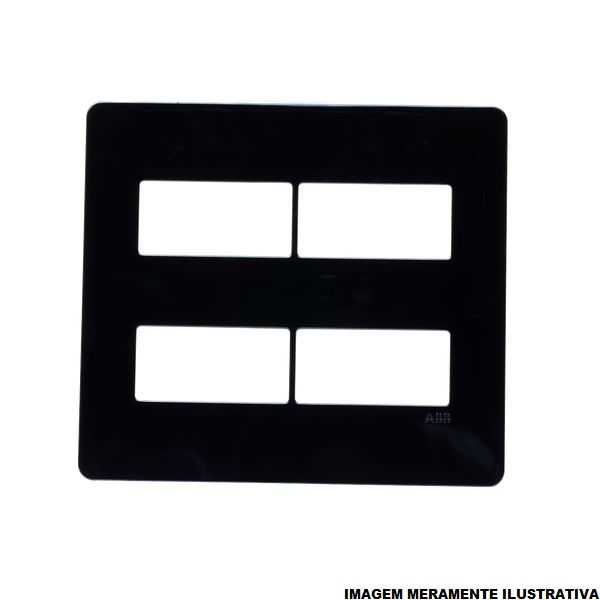 Placa PVC para 4 Módulos Distanciados 4x4 Preta Linha Unno Life